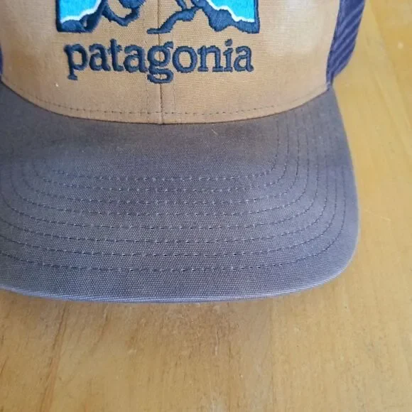Patagonia Fitz Roy Horizons Trucker Cap One Size adjustable blue brown - Picture 2 of 6